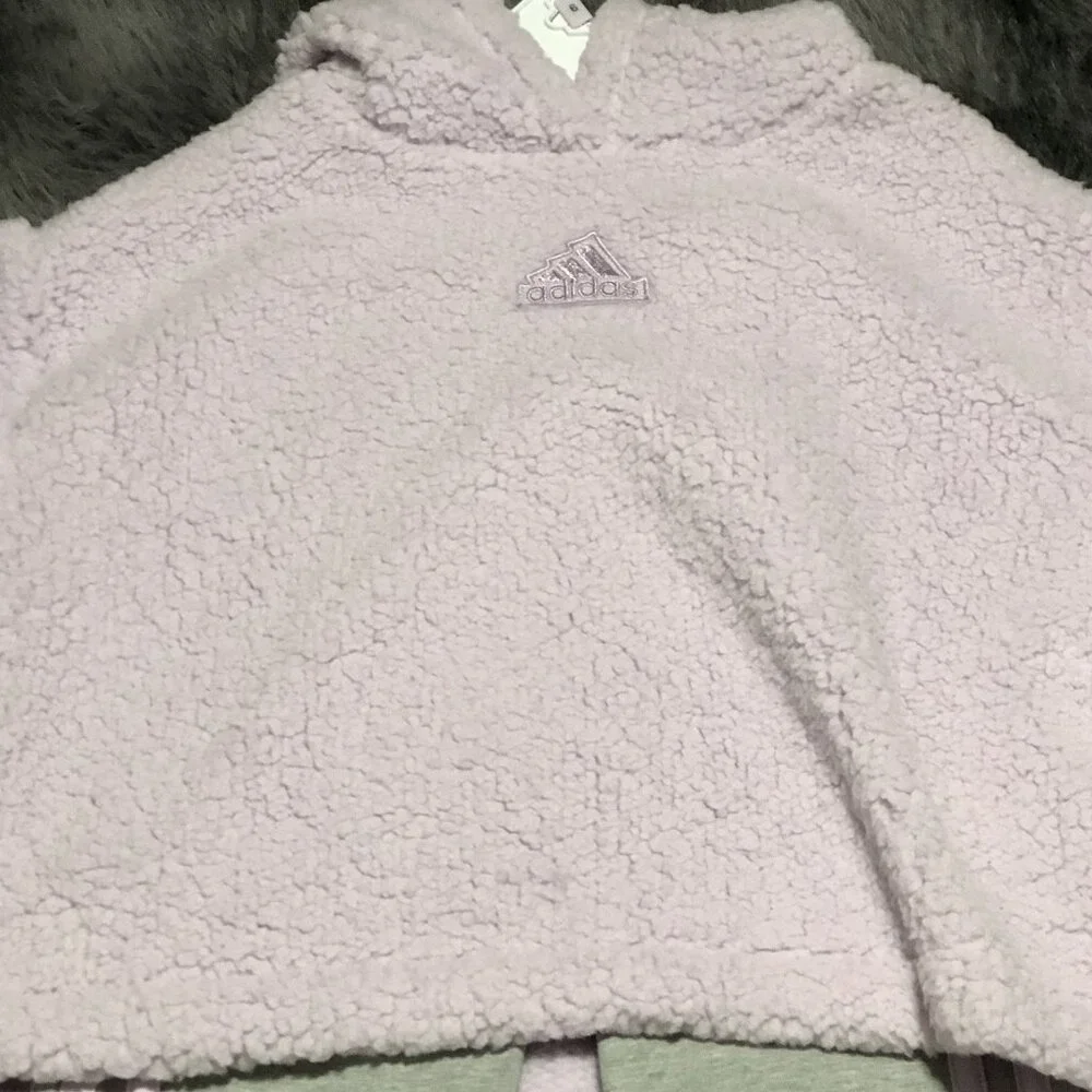 Adidas Girl's Long Sleeve Hood Sherpa Tights Set Little Kid, Size 6, 2 Piece - Picture 2 of 6